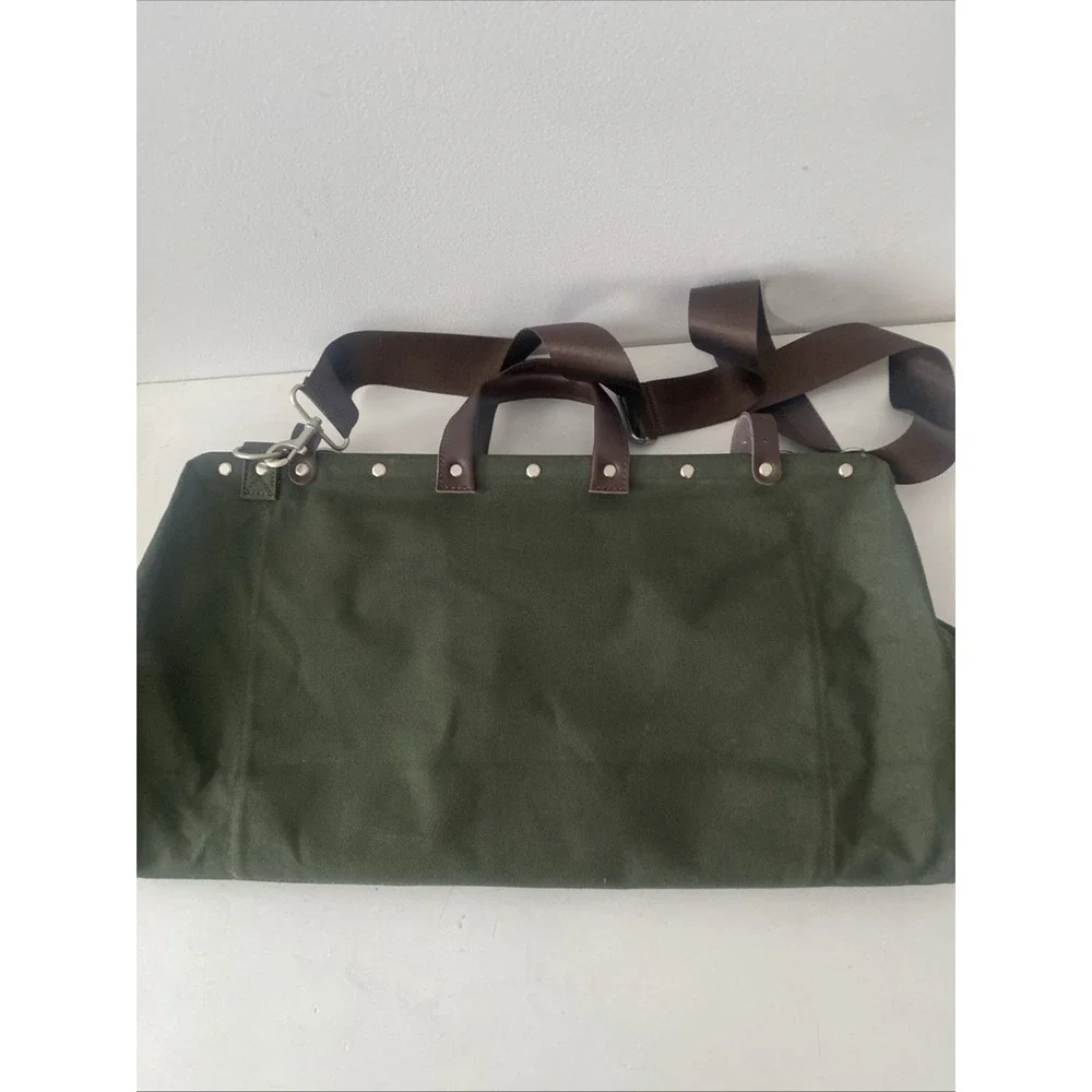 Bespoke Post Line of Trade Canvas Crossbody Duffel Weekender Olive Green Bag